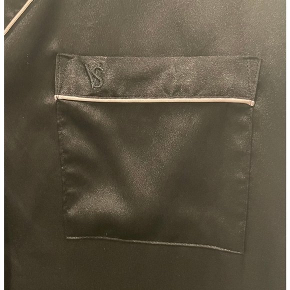 VICTORIA SECRET Black Nightshirt White Trim - Picture 2 of 3